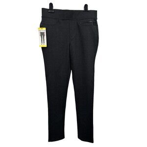 DKNY Ponte Knit Pants Small Grey Diamond Pull On High Rise Comfort Ankle NEW